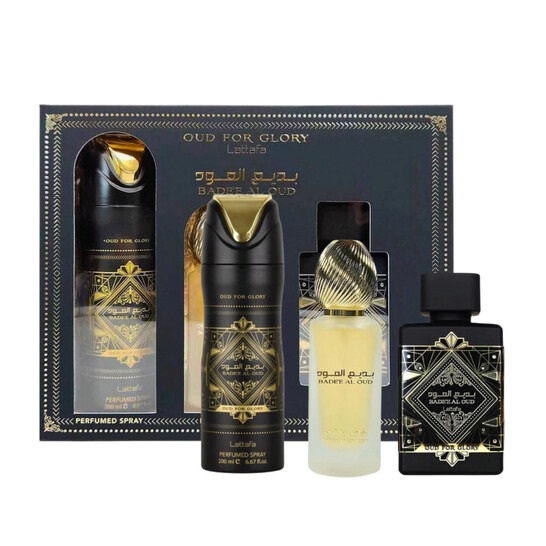 Lattafa-Oud-For-Glory-set Lattafa Set Bade’e Al Oud For Glory 3 piezas - Imagen 1