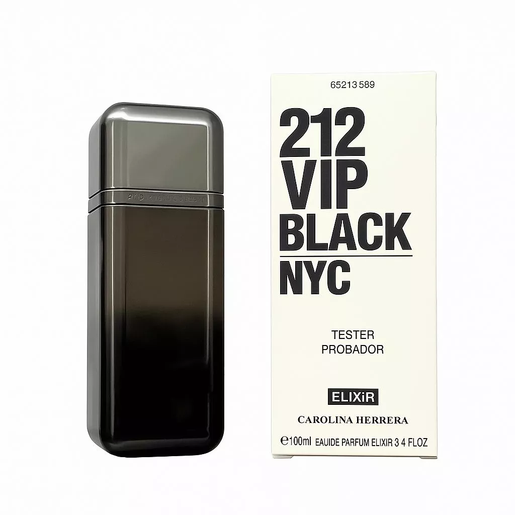 3509 Tester Carolina Herrera 212 Vip Black Elixir 100ml - Imagen 1