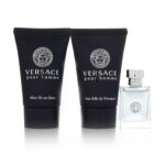 Versace Set Eau de Perfume 5ml + Shampoo Para Cabello y Cuerpo 25ml + Balsamo Para despues de Afeitar 25ml