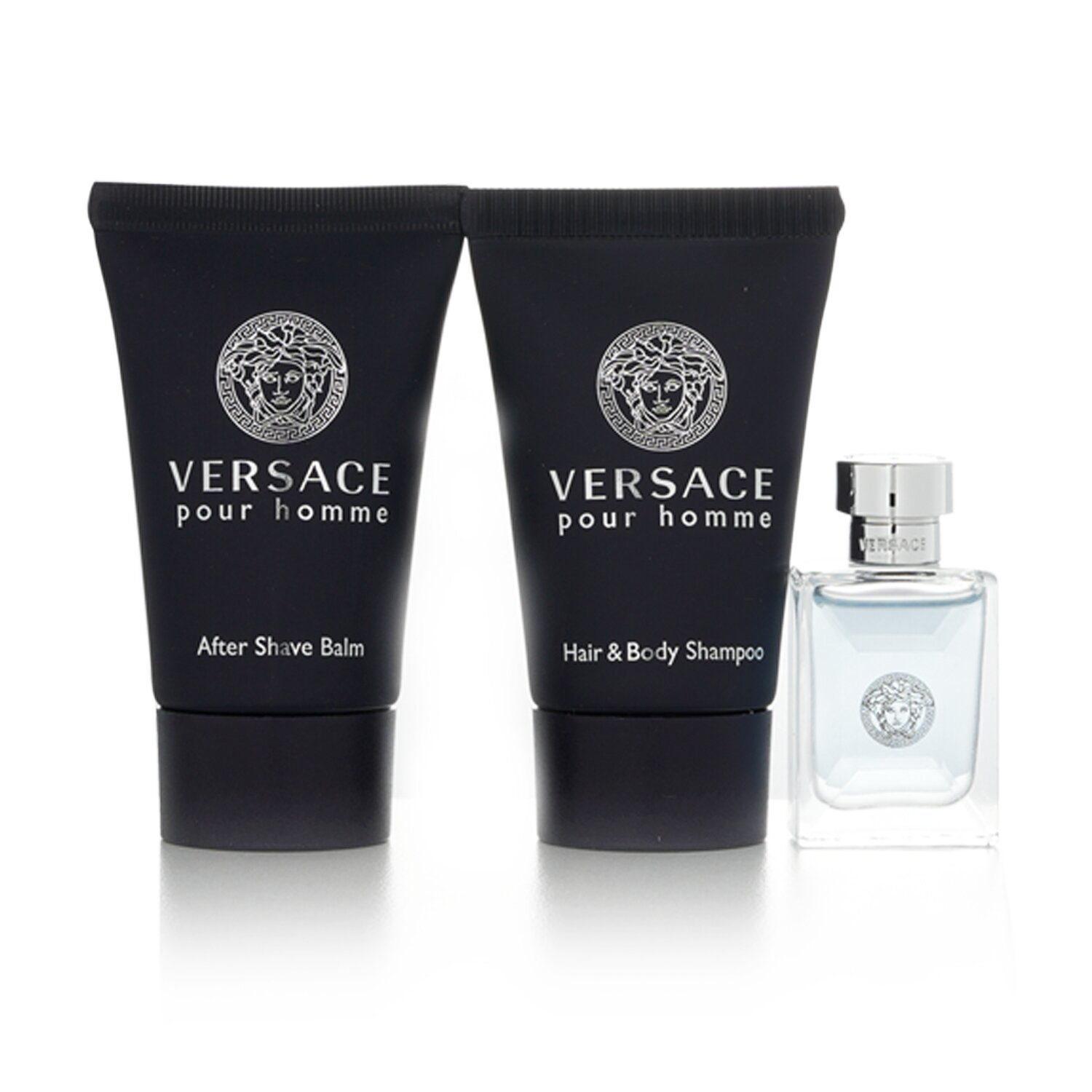 27966286614 Versace Set Eau de Perfume 5ml + Shampoo Para Cabello y Cuerpo 25ml + Balsamo Para despues de Afeitar 25ml - Imagen 1